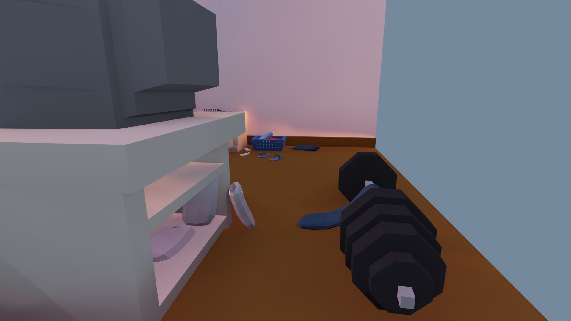 Low poly simple bedroom Free low-poly 3D model_9