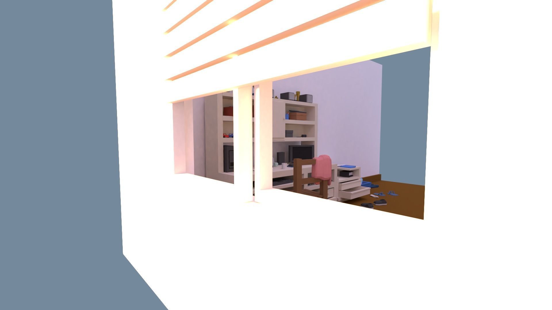 Low poly simple bedroom Free low-poly 3D model_5