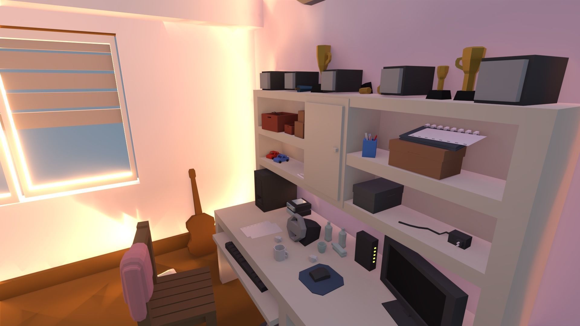 Low poly simple bedroom Free low-poly 3D model_6