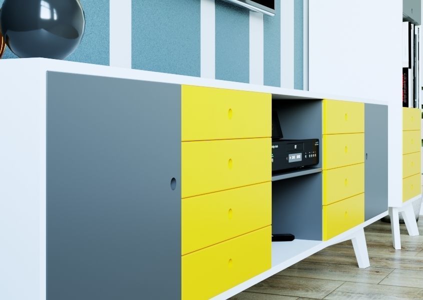 Scandinavian Style Wood Colored TV Unit 3D model_1