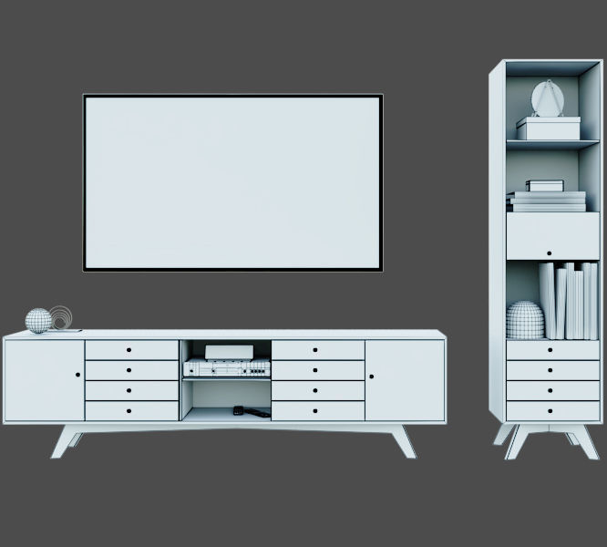 Scandinavian Style Wood Colored TV Unit 3D model_3