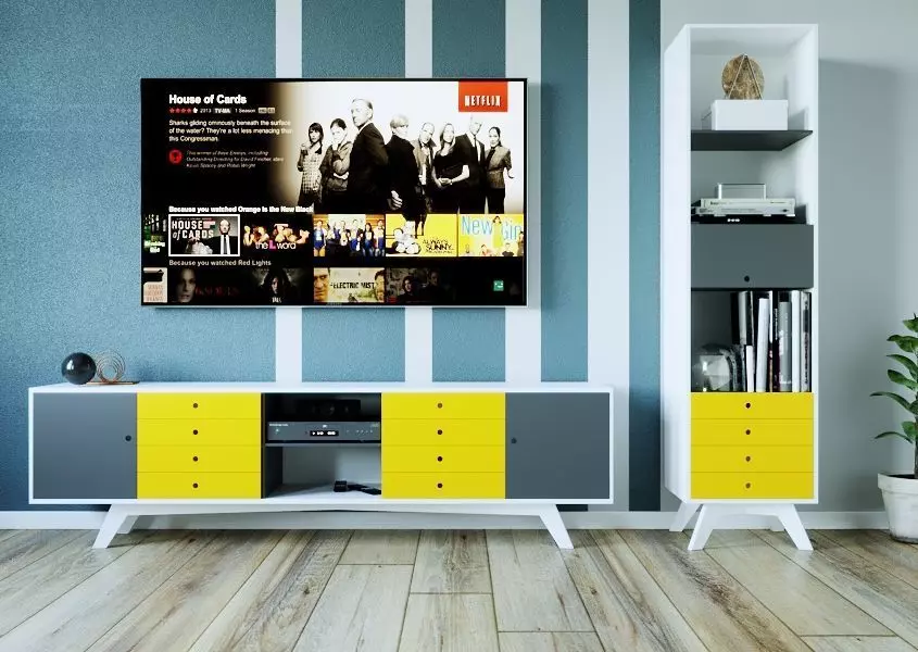 Scandinavian Style Wood Colored TV Unit 3D model_0