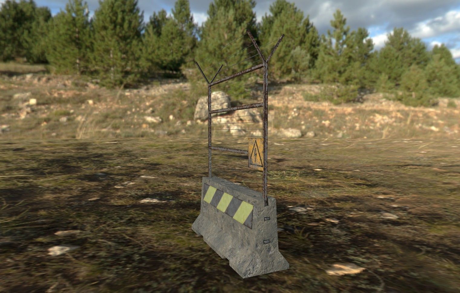 Concrete Barrier Low-poly 3D model_4