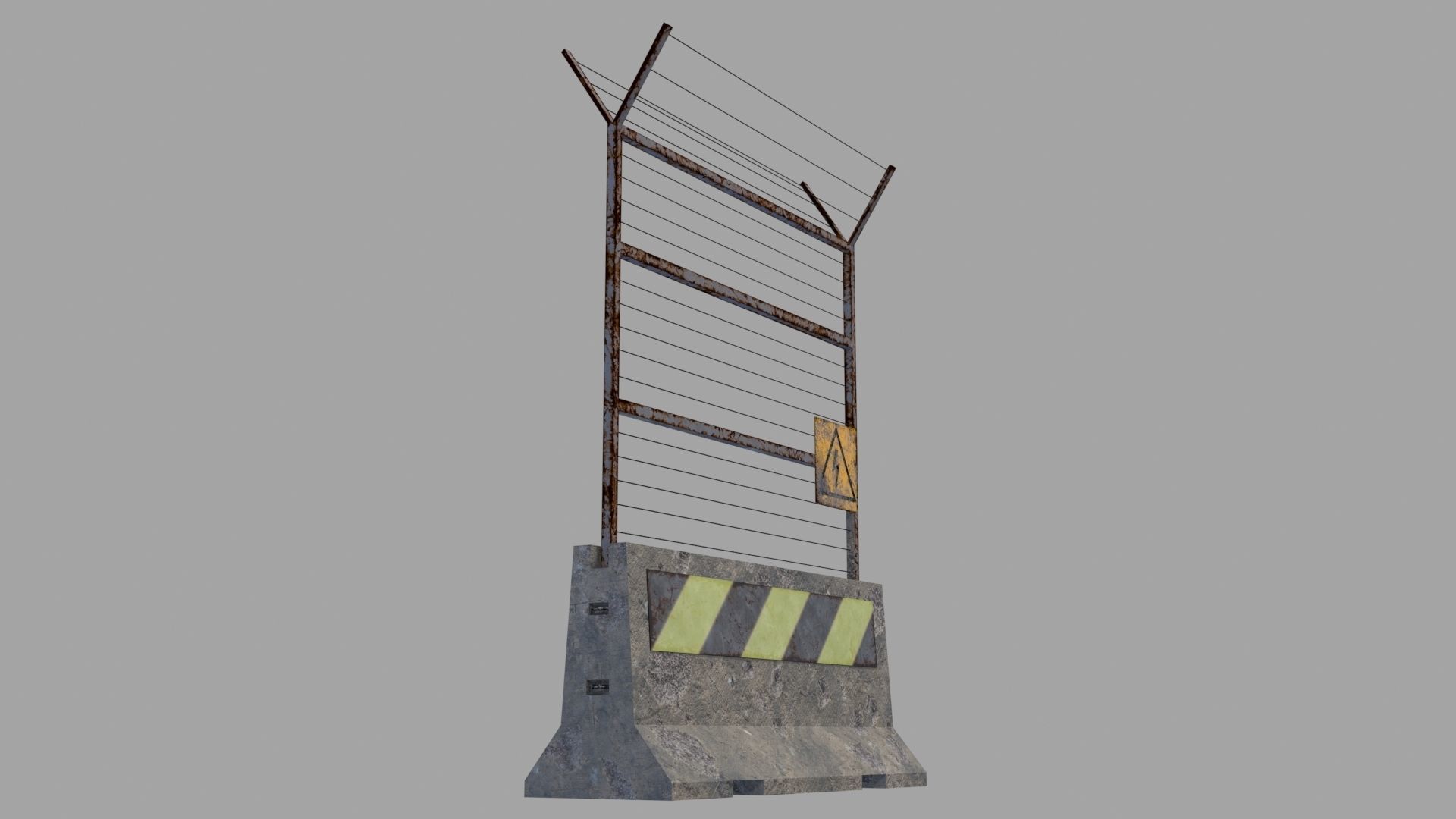 Concrete Barrier Low-poly 3D model_9
