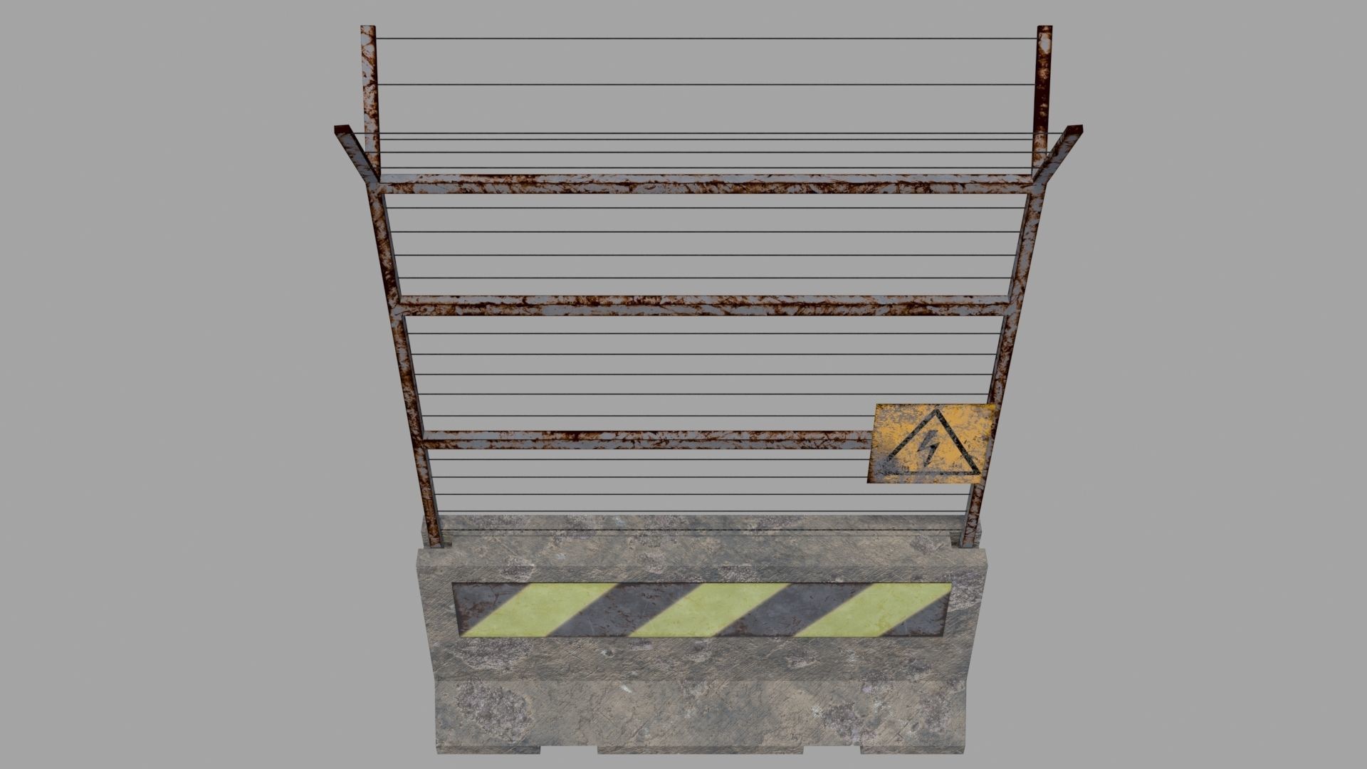 Concrete Barrier Low-poly 3D model_2