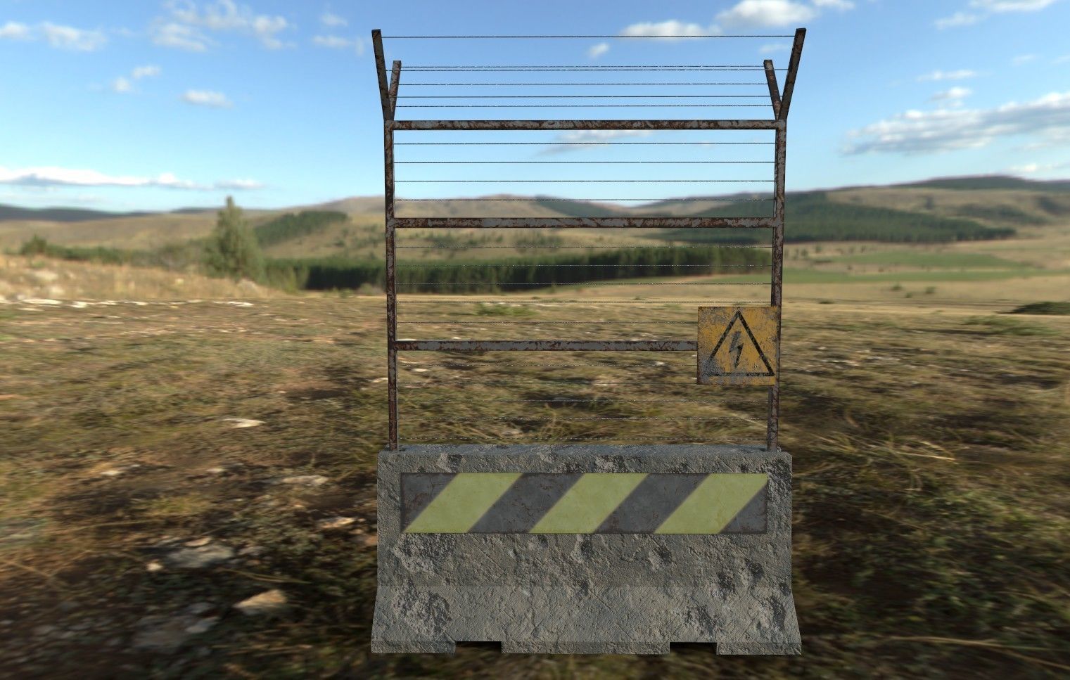 Concrete Barrier Low-poly 3D model_3