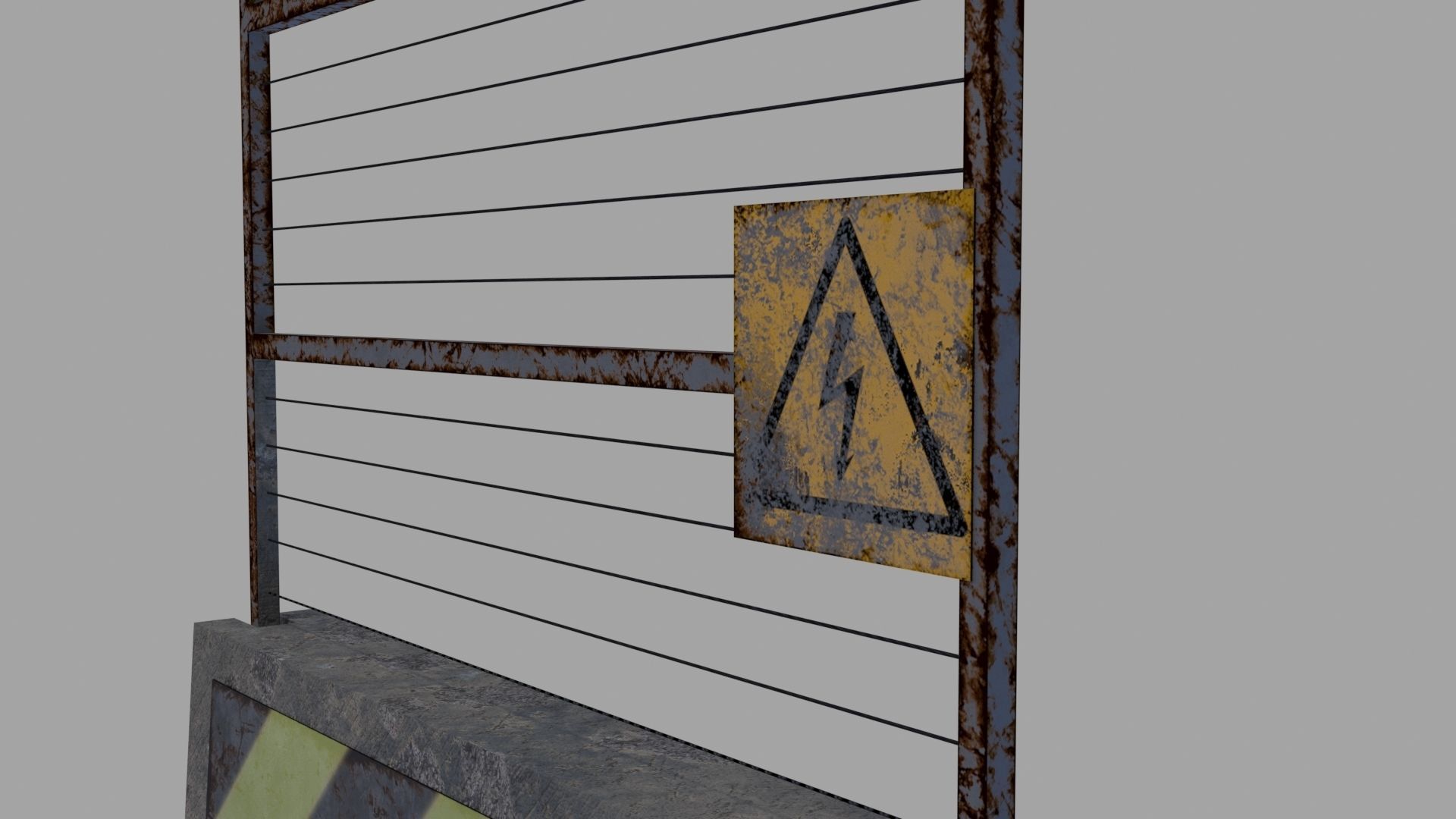 Concrete Barrier Low-poly 3D model_13