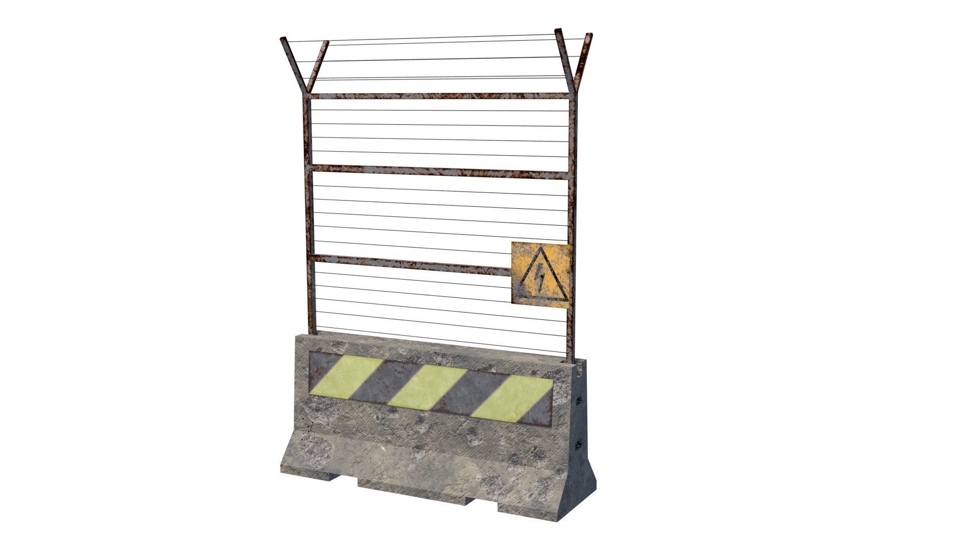 Concrete Barrier Low-poly 3D model_7