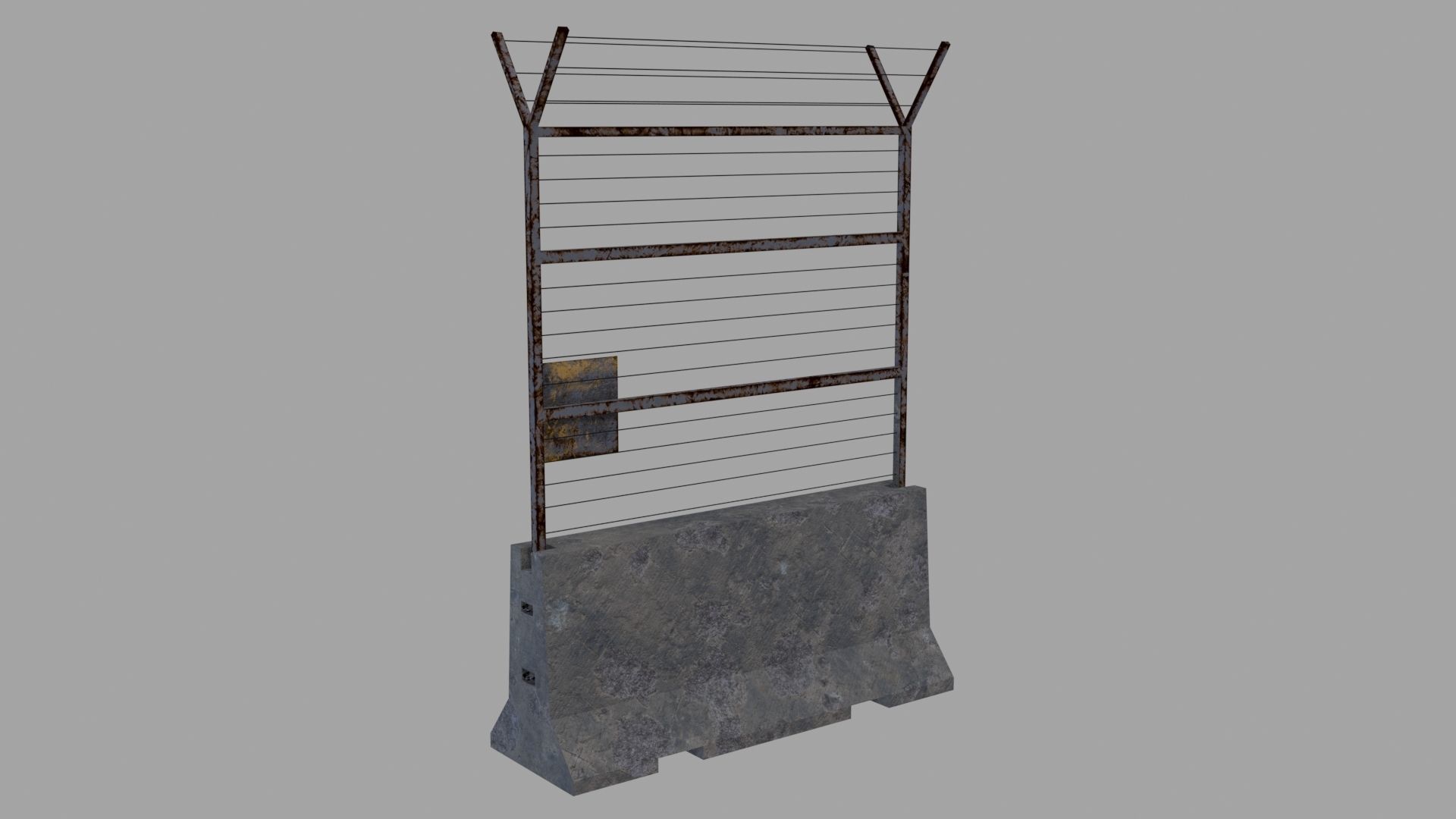 Concrete Barrier Low-poly 3D model_11