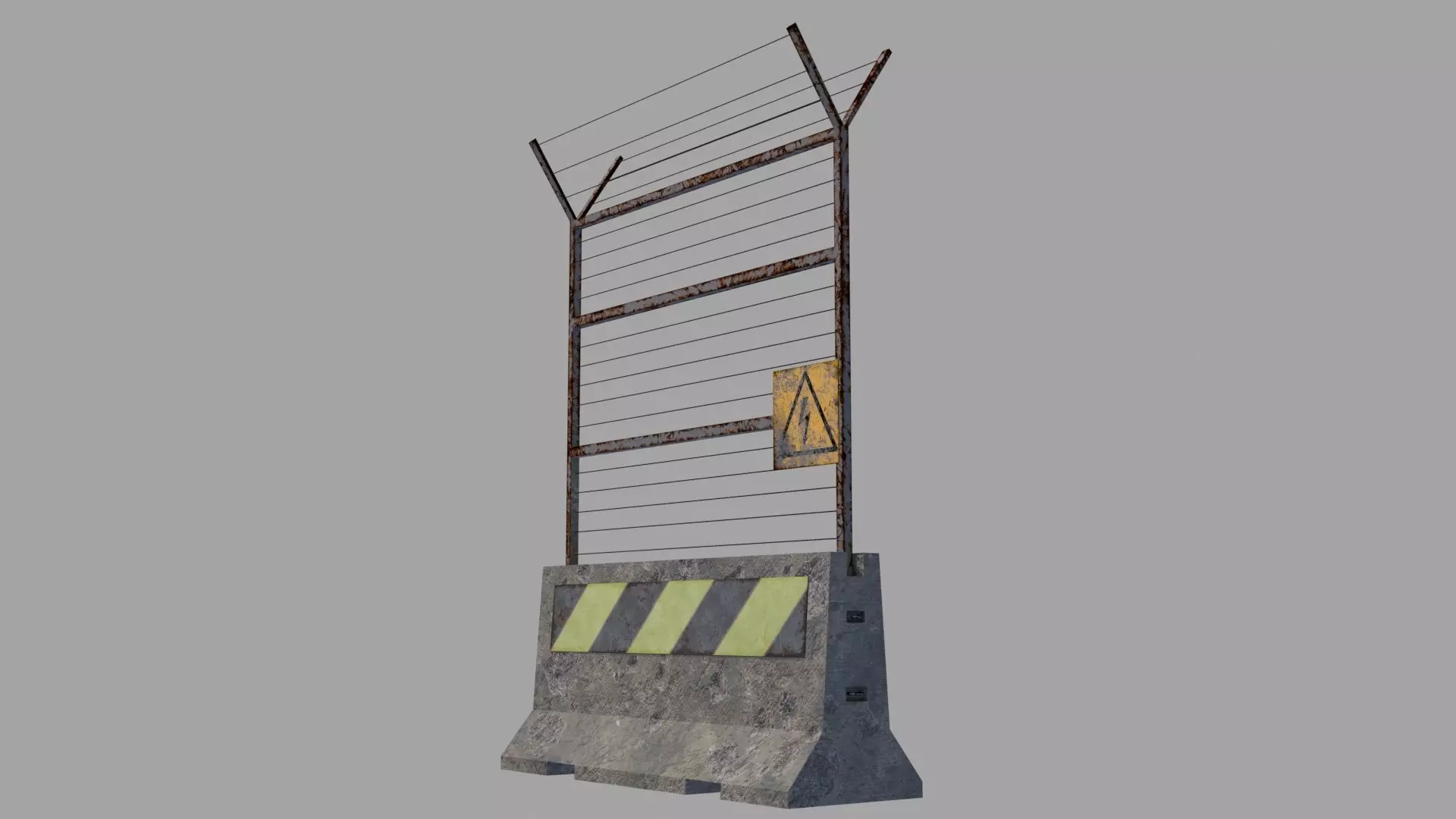Concrete Barrier Low-poly 3D model_0