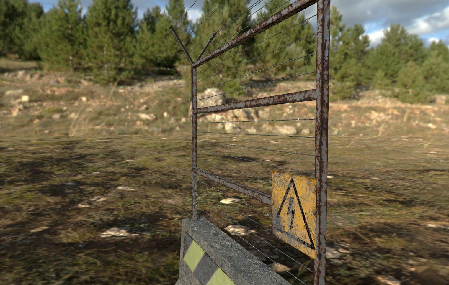 Concrete Barrier Low-poly 3D model_6