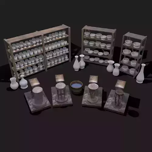 Full Pottery Shelves and Wheels Collection 