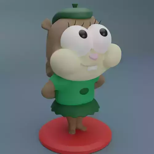 squirrel cartoon character in dress 3D print model