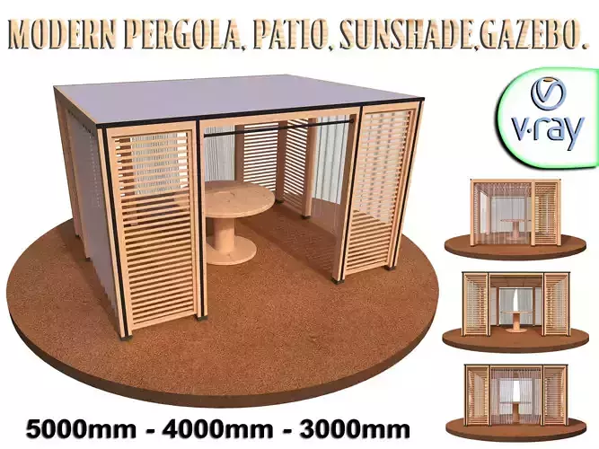 Modern wood pergola patio sunshade gazebo