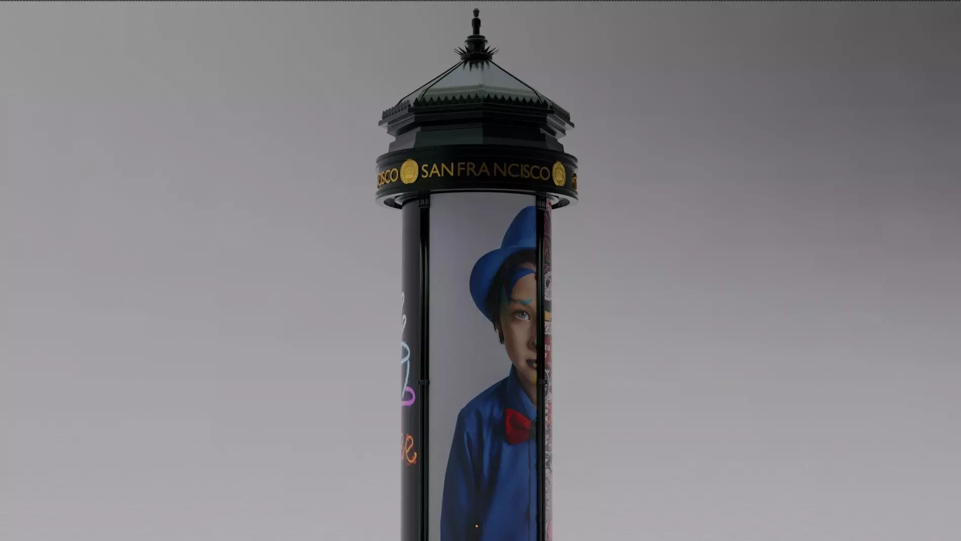 Advertising Column San Francisco Low-poly 3D model_0