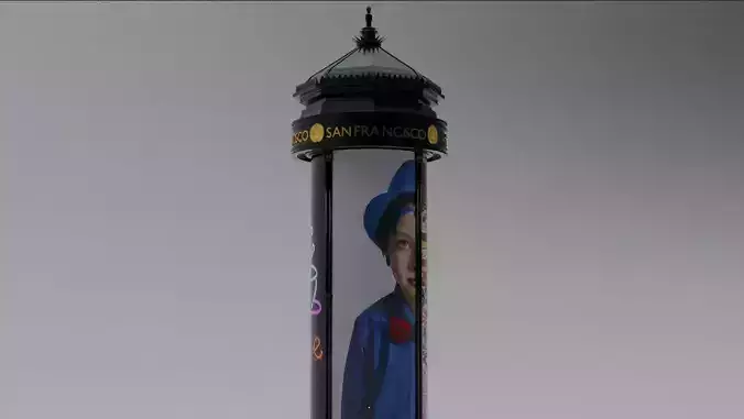 Advertising Column San Francisco Low-poly 3D model