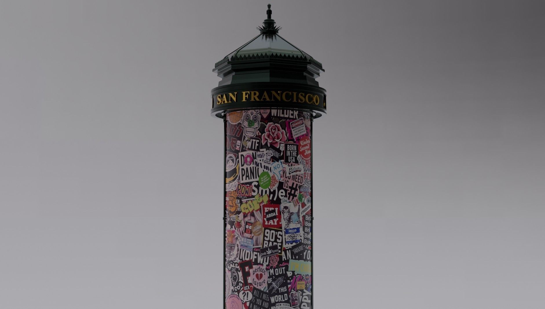 Advertising Column San Francisco Low-poly 3D model_1
