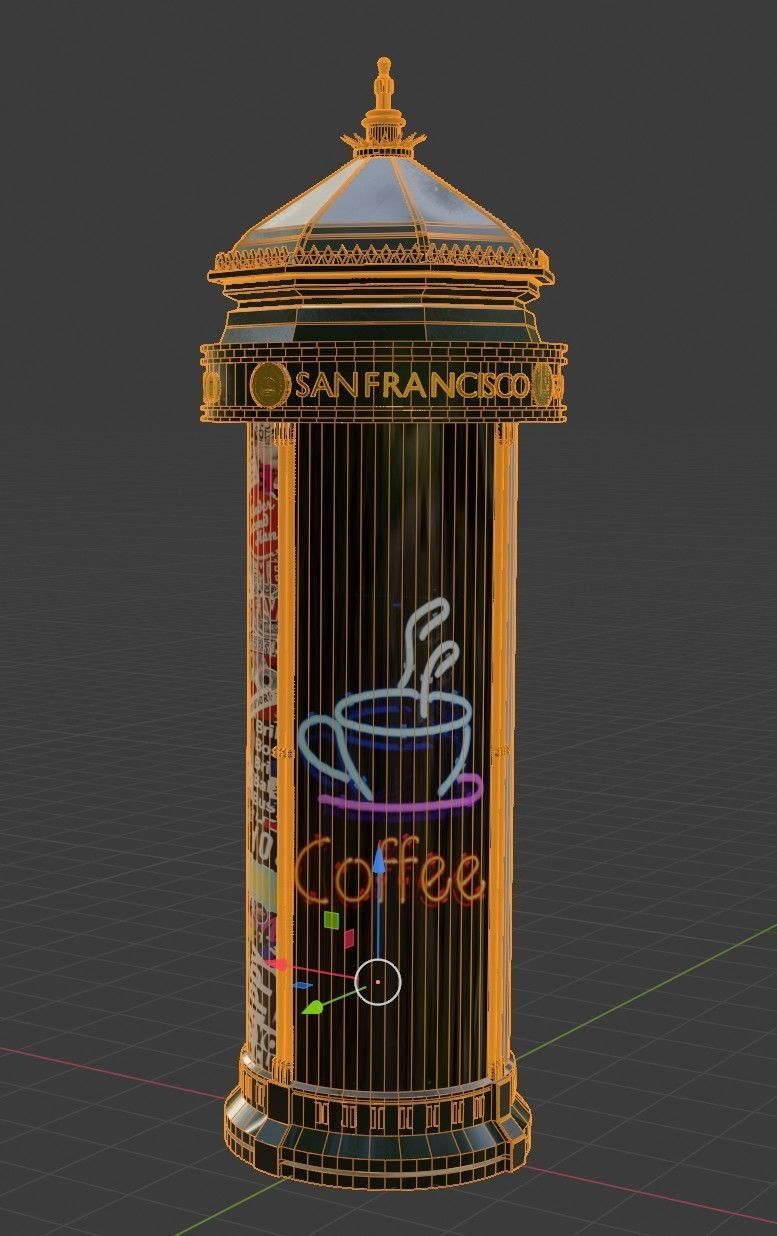 Advertising Column San Francisco Low-poly 3D model_6