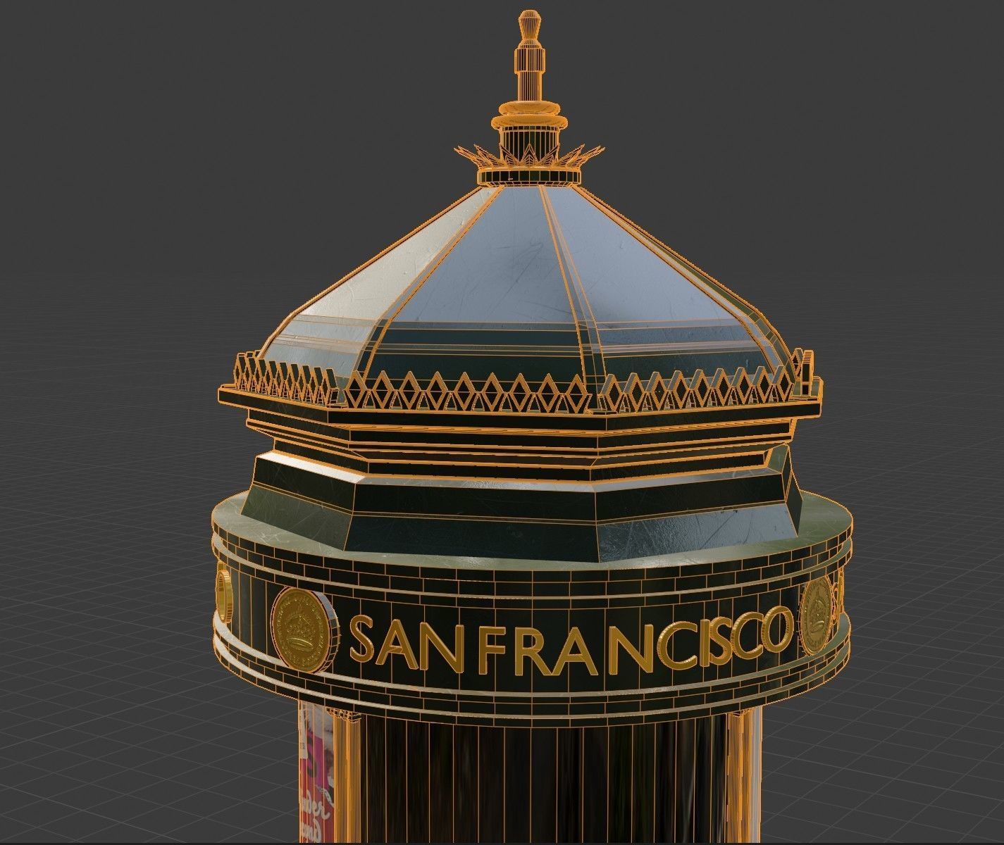 Advertising Column San Francisco Low-poly 3D model_7