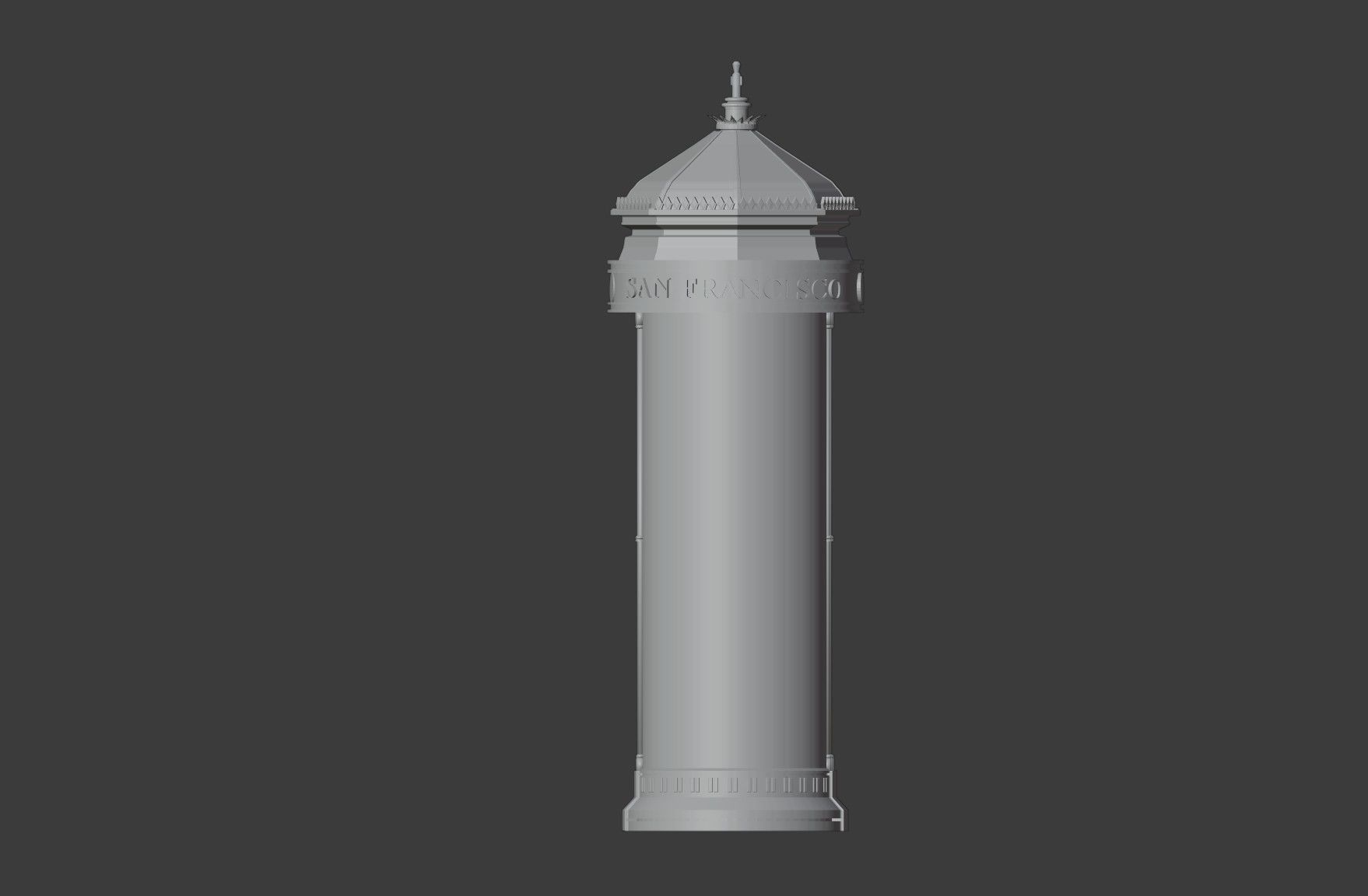 Advertising Column San Francisco Low-poly 3D model_8