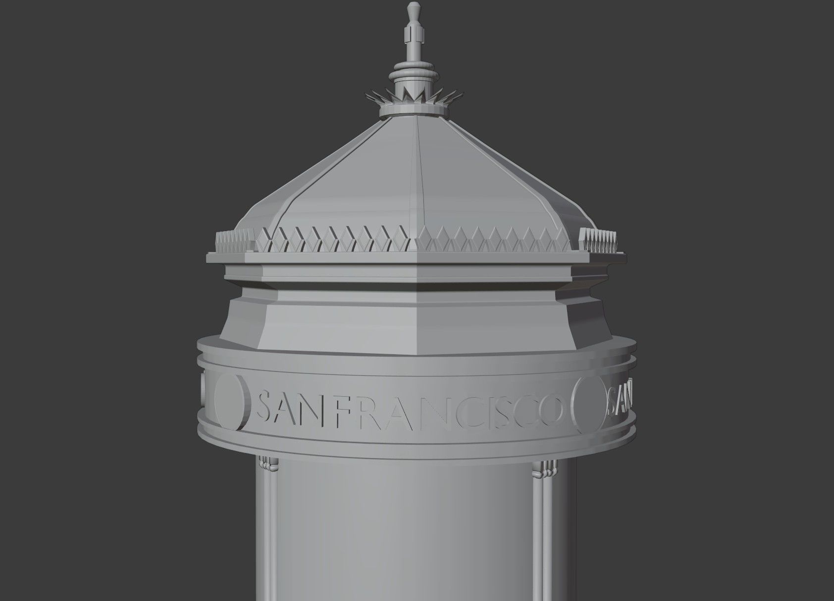 Advertising Column San Francisco Low-poly 3D model_9