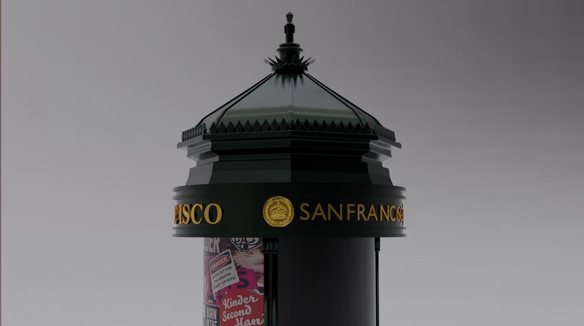 Advertising Column San Francisco Low-poly 3D model_3
