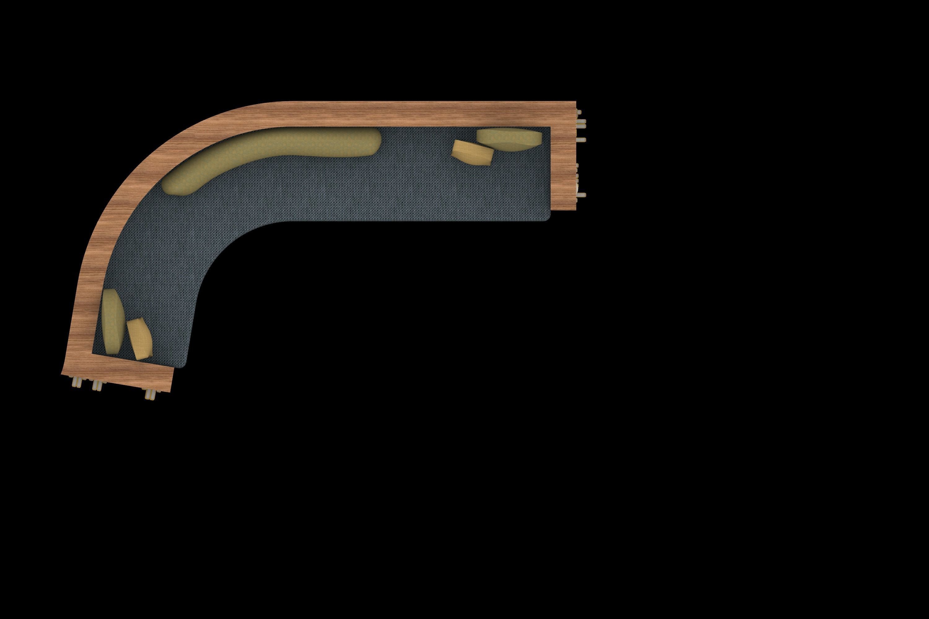 Wooden Bookshelf Couch with Pillows 3D model_2