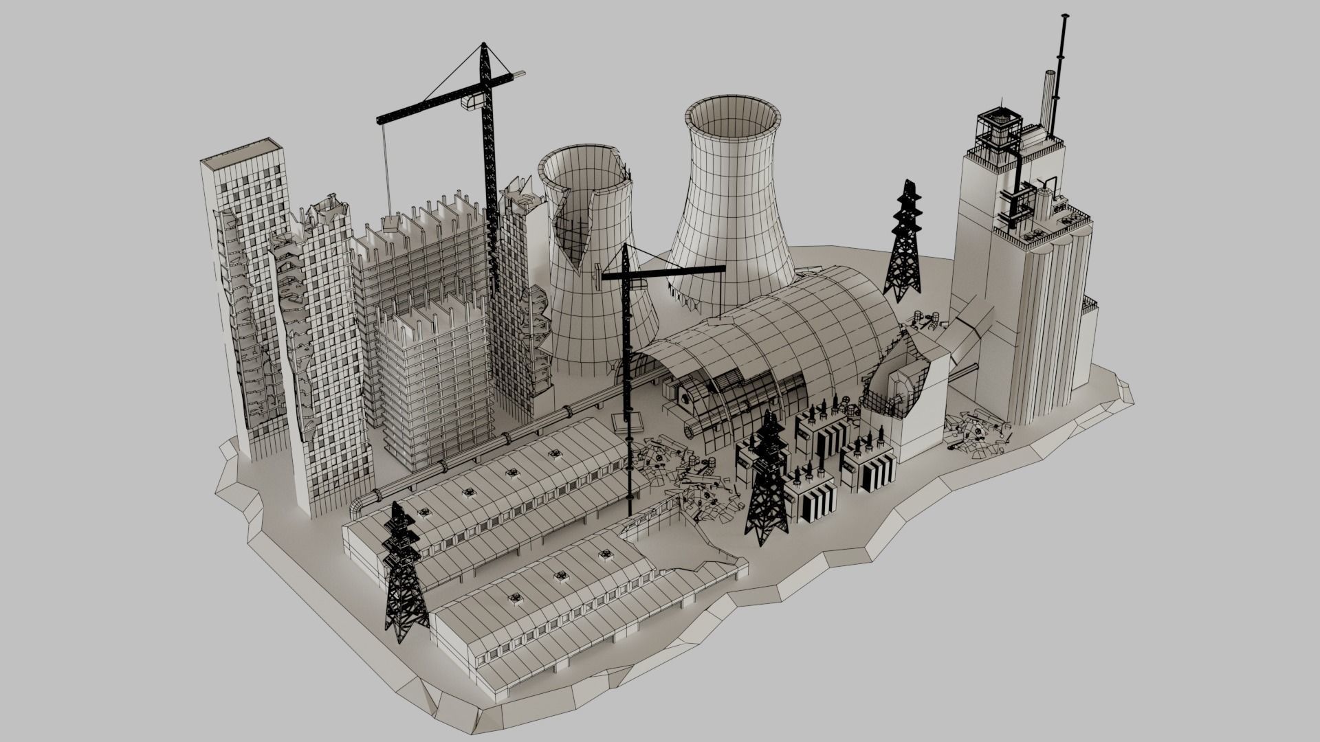 Abandoned power station 3D model_2