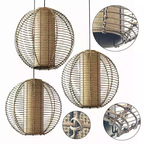 Lamp wicker branch rattan sphere