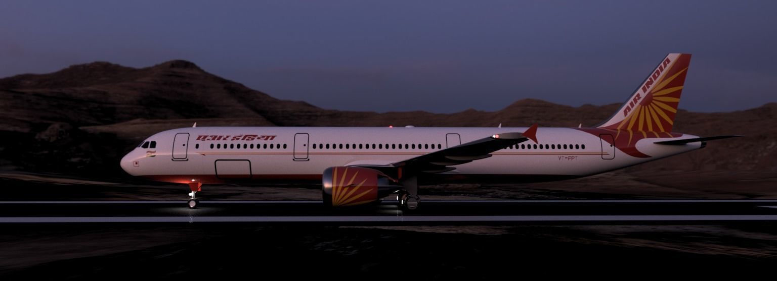 Airbus A321-200 Airindia Livery  Low-poly 3D model_2