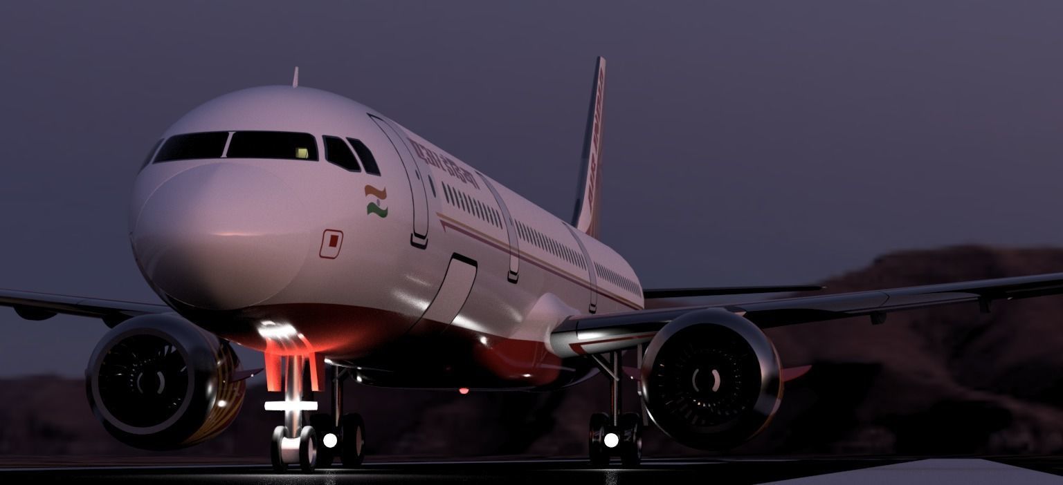 Airbus A321-200 Airindia Livery  Low-poly 3D model_1