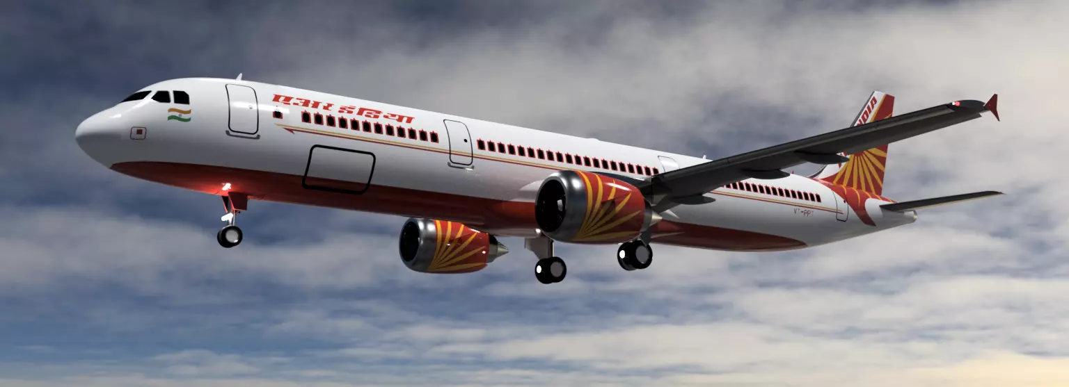 Airbus A321-200 Airindia Livery  Low-poly 3D model_0