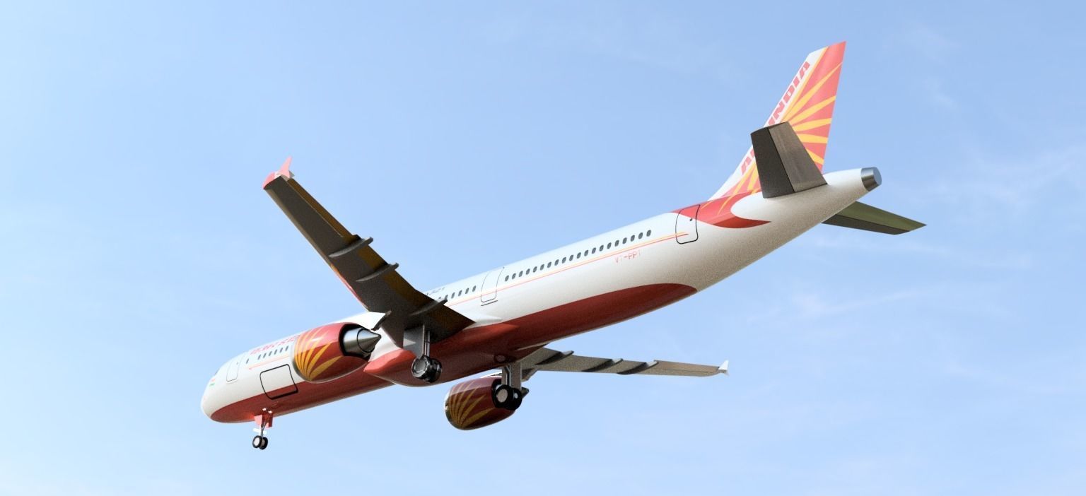 Airbus A321-200 Airindia Livery  Low-poly 3D model_9