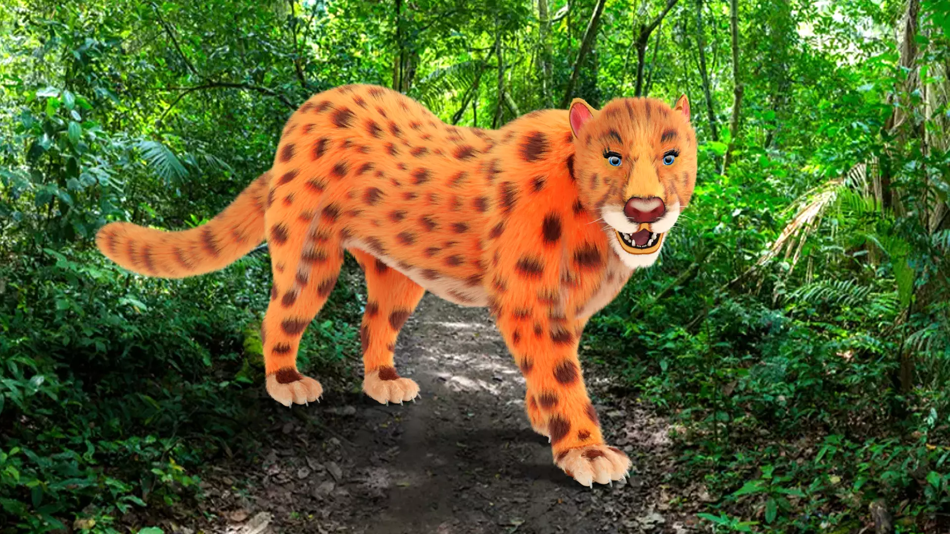 Fur Female Leopard Rigged Low-poly 3D model