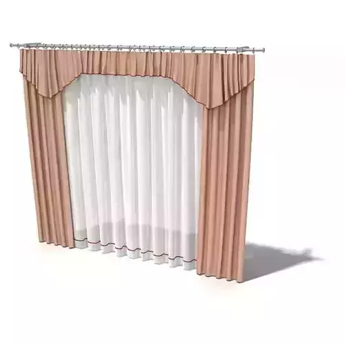 Peach Curtains With Pelmet 3D model