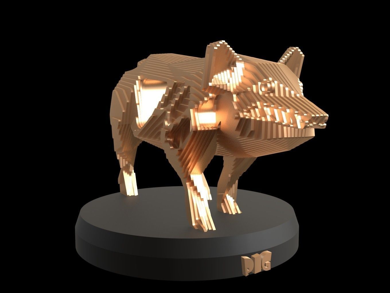 Parametric V Pig Low-poly 3D model_5