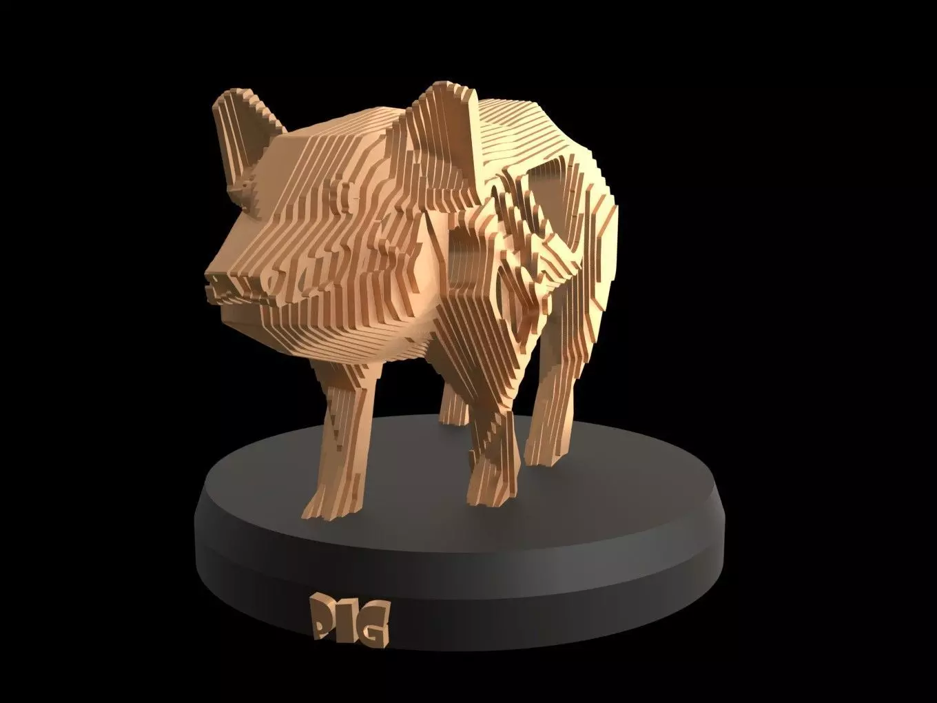 Parametric V Pig Low-poly 3D model_0