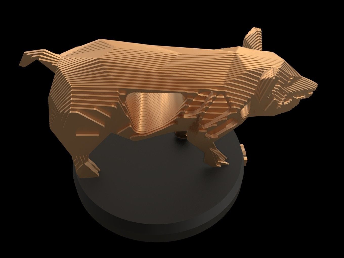 Parametric V Pig Low-poly 3D model_4