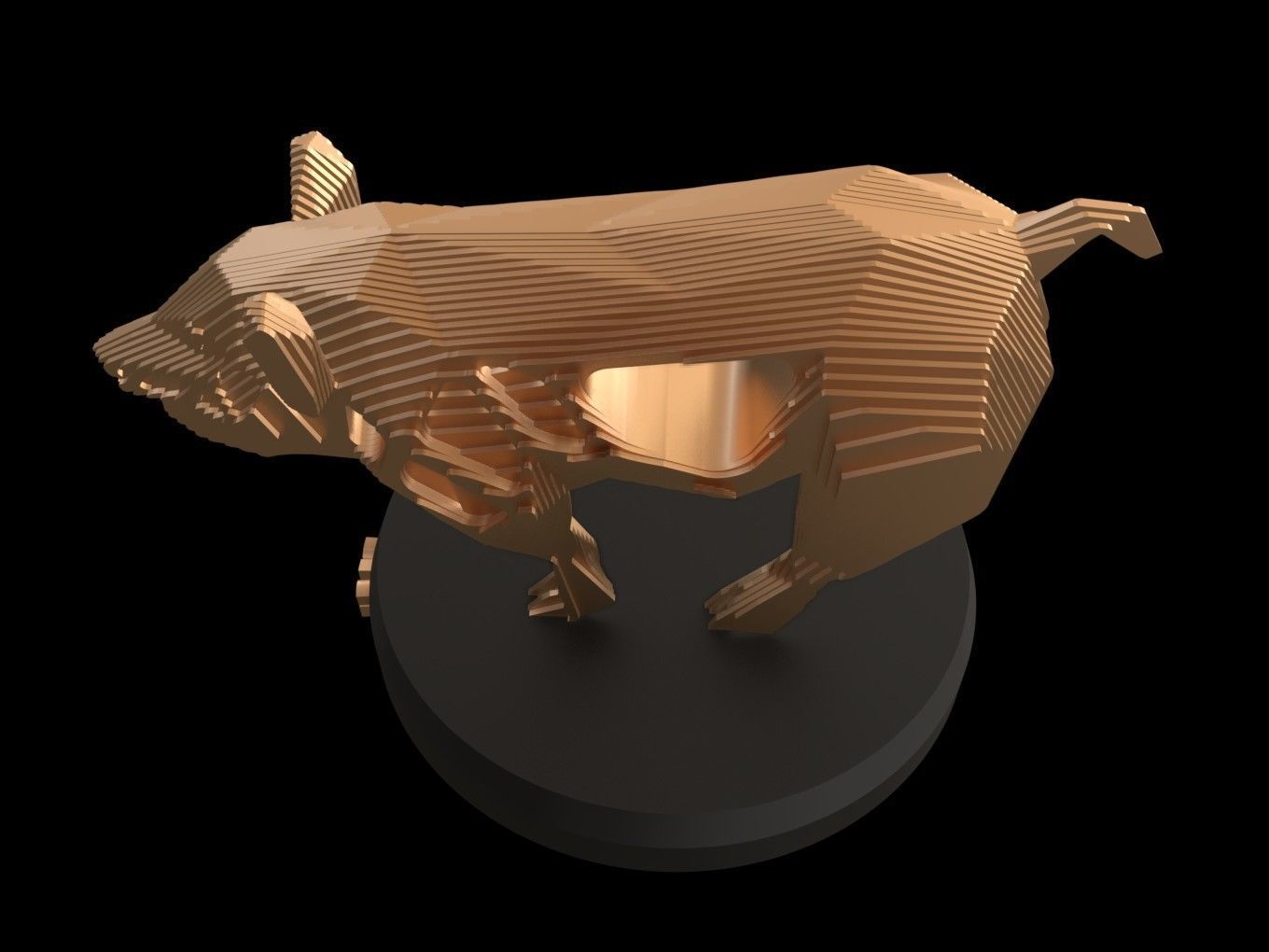 Parametric V Pig Low-poly 3D model_1
