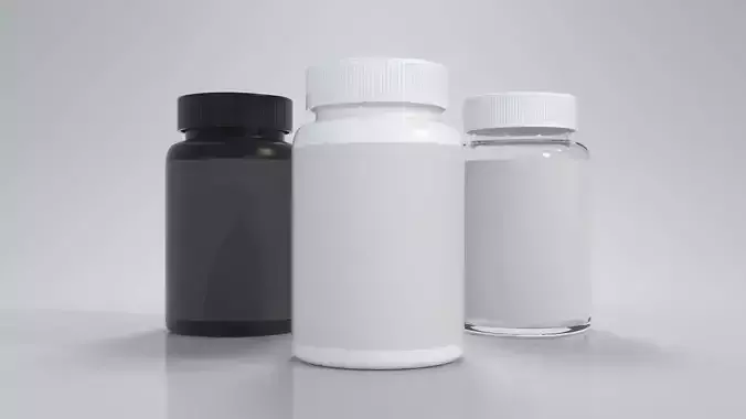Jar Bottle Medical Pills Low-poly 3D model