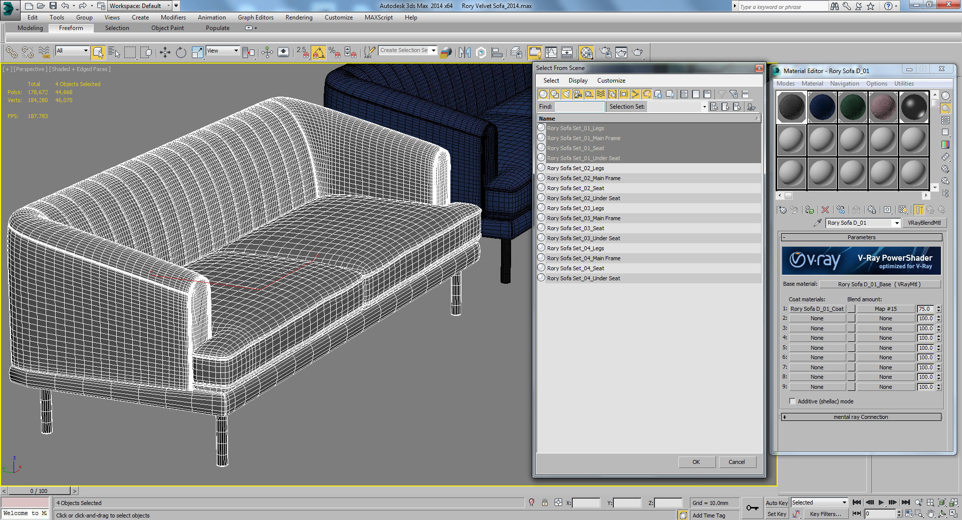 Rory Velvet Sofa Meridian Furniture 3D model_9