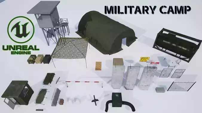 Small military camp pack UE4 FILES  Low-poly 3D model Small military camp pack UE4 FILES  Low-poly 3D model