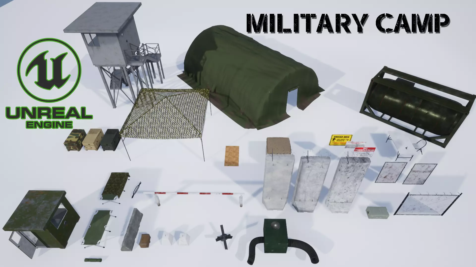 Small military camp pack UE4 FILES  Low-poly 3D model_0