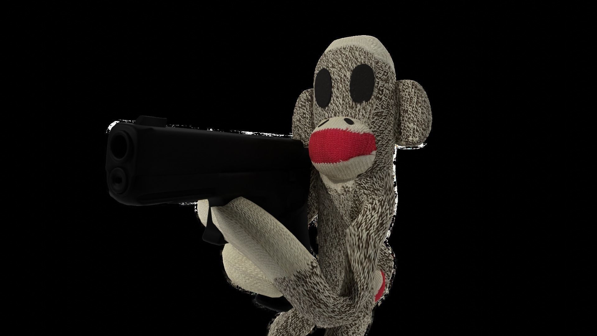 Sock Monkey Low-poly 3D model_38