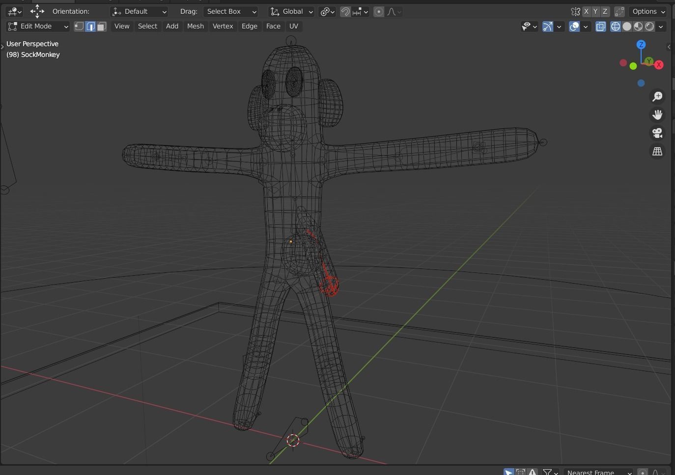 Sock Monkey Low-poly 3D model_5