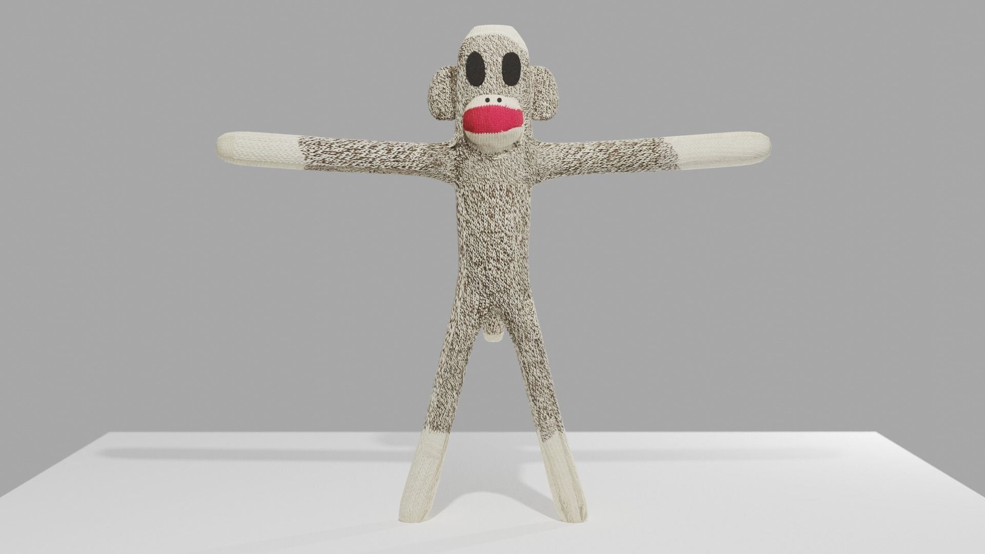 Sock Monkey Low-poly 3D model_1