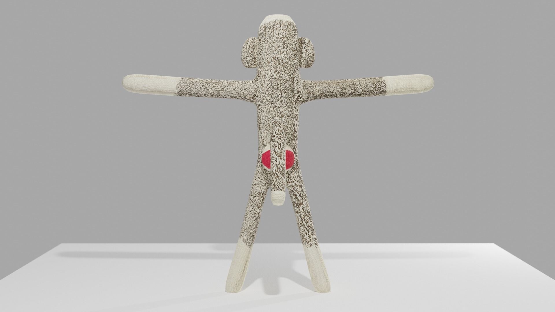 Sock Monkey Low-poly 3D model_3