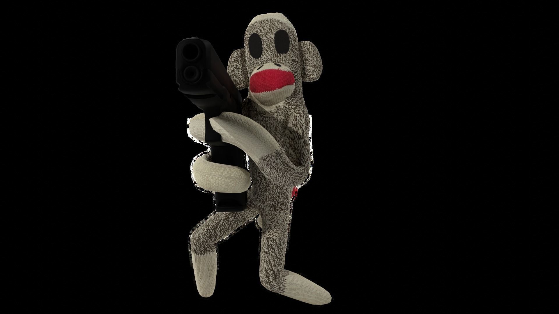 Sock Monkey Low-poly 3D model_7