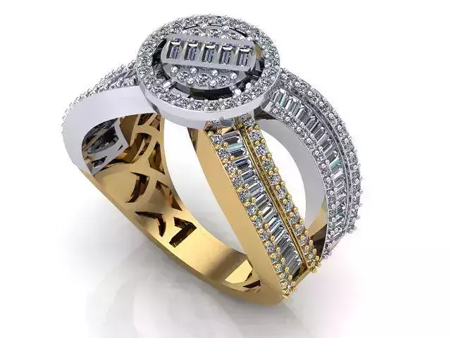 Baguette round face ring 1