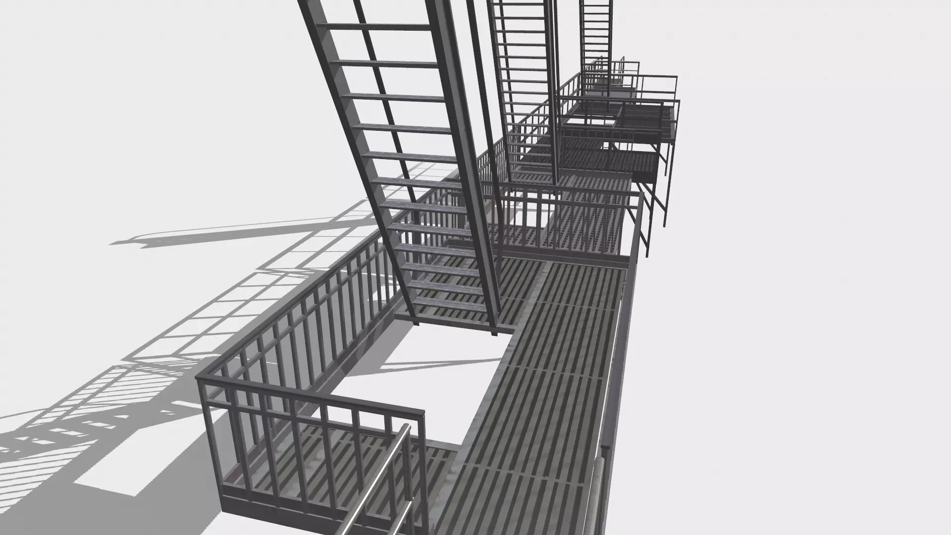 Fire ladders and platforms 3D model_0